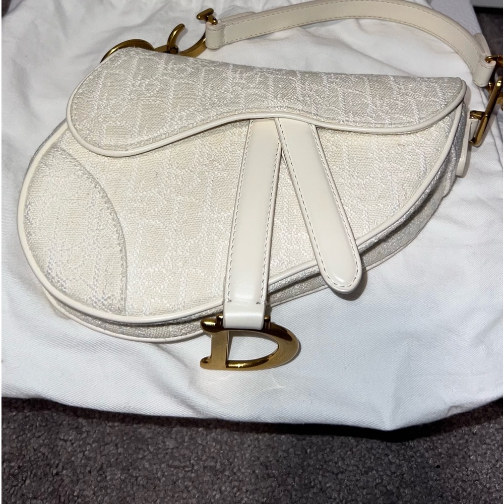 DIOR SADDLE BAG MINI Oblique Saddle Bag White authentic